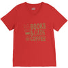 books and cats and coffee V-Neck Tee
