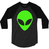 uomo alieno ufo stampa verde fluo divertente mitiche 3/4 Sleeve Shirt