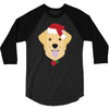 golden retriever dog with red santa's hat 3/4 Sleeve Shirt