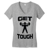 get tough weight lifter lifting gym Women's V-Neck T-Shirt