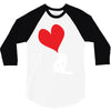 bird love heart animal graph note music party pop art gift 3/4 Sleeve Shirt