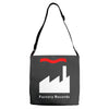 factory records   retro record label   mens music Adjustable Strap Totes