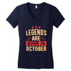 legends are born in october Women's V-Neck T-Shirt