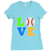 love baseball neon rhinestuds Ladies Fitted T-Shirt
