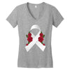 lung cancer white ribbon Women's V-Neck T-Shirt