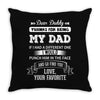 Dear Daddy, Love, Your Favorite Throw Pillow
