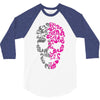 two coloured patterned skull   mens funny 3/4 Sleeve Shirt
