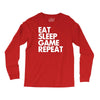 eat sleep game repeat Long Sleeve Shirts