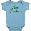 merry christmas green glitter Baby Bodysuit