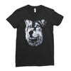 round neck dog wolf Ladies Fitted T-Shirt