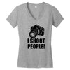 i shoot people t shirt funny photographer tee camera photography digit Women's V-Neck T-Shirt