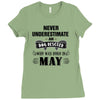 never underestimate an old man who was born in may Ladies Fitted T-Shirt