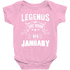 Legends Are Born In January Baby Onesie