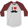 i love mustache 3/4 Sleeve Shirt