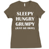 sleepy. hungry. grumpy. Ladies Fitted T-Shirt