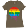 rainbow colored stripes dot running splashes Ladies Fitted T-Shirt