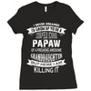 Super Cool Papaw Of A Freaking Awesome Granddaughter Ladies Fitted T-Shirt