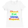 shoot eat sleep repeat gun Ladies Fitted T-Shirt