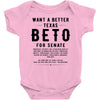 want a better texas black Baby Bodysuit