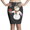 smiling snowman holding out christmas Pencil Skirts