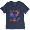 my cat and i stay in tonight V-Neck Tee