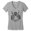 white tiger black print Women's V-Neck T-Shirt