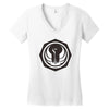 white and black Women's V-Neck T-Shirt