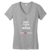 Keep Calm And Wear Grey (For Brain Cancer Awareness) Women's V-Neck T-Shirt