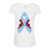 stomach cancer ribbon and rose Maternity Scoop Neck T-shirt