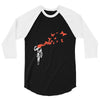 banksy headshot butterfly 3/4 Sleeve Shirt