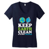 keep earth clean it's not uranus kawaii planets Women's V-Neck T-Shirt