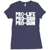 pro life, pro god, pro gun Ladies Fitted T-Shirt