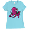 purple octopus playing the bagpipes Ladies Fitted T-Shirt