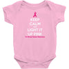 Keep Calm And Light It Up Pink (For Breast Cancer Awareness) Baby Onesie