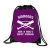 diamonds are a girls best friend girls softball shirt funny women spor Drawstring Bags