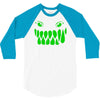 fun monster face, eat, beast, 3/4 Sleeve Shirt