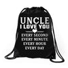 I Love You Uncle Drawstring Bags