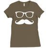 mustache glasses nerd Ladies Fitted T-Shirt