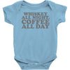 whiskey all night coffee all day Baby Onesie