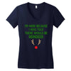 i'm here because i was told there would be reindeer Women's V-Neck T-Shirt