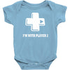 i'm with player two Baby Onesie