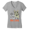 This Girl Loves Her Bulldog Women's V-Neck T-Shirt