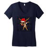 christmas reindeer dabbing Women's V-Neck T-Shirt