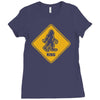 big foot xing big foot crossing sasquatch Ladies Fitted T-Shirt