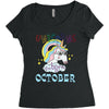unicorns are born in october cute unicorn Women's Triblend Scoop T-shirt