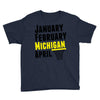 January February Michigan April - March Madness Basketball Youth Tee
