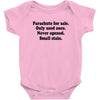 funny t shirt parachute for sale only used once never opened small sta Baby Onesie