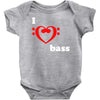 i love heart bass guitar music Baby Onesie