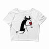 cat and wine Crop Top