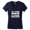 i'm a proud dad of a freaking awesome daughter Women's V-Neck T-Shirt